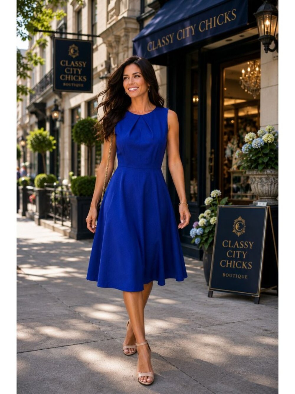 Alyx Dress Size 8 Cobalt Blue Fit And Flare Sleeveless Pleated Modern Churchcore